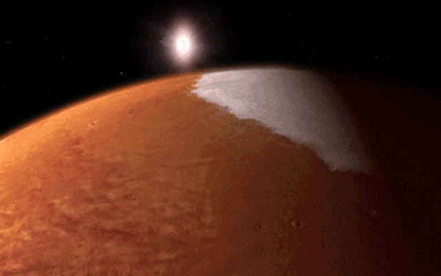 This animation depicts MAVEN orbiting Mars.