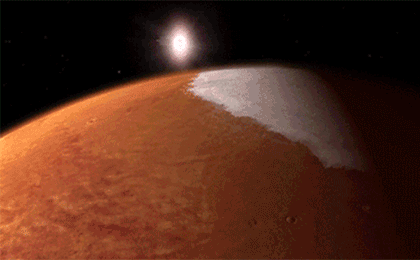 This animation depicts MAVEN orbiting Mars.