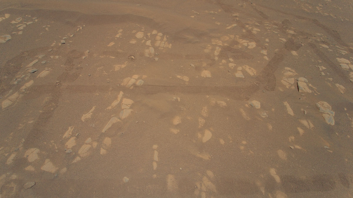 This is the first color image of the Martian surface taken by an aerial vehicle while it was aloft.