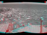 NASA's Mars Exploration Rover Opportunity used its navigation camera to take the exposures combined into this stereo view of a wee crater, informally named "Skylab," along the rover's route.
