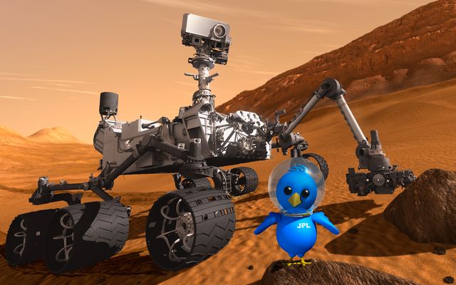 This artist concept features NASA's Mars Science Laboratory Curiosity rover along with an illustrated astronaut bird.