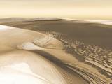 Chasma Boreale is a long, flat-floored valley that cuts deep into Mars' north polar icecap