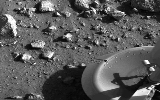 This is the first photograph ever taken on the surface of the planet Mars.