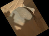 NASA's Mars rover Curiosity held its Mars Hand Lens Imager (MAHLI) camera about 10.5 inches (27 centimeters) away from the top of a rock called "Bathurst Inlet" for a set of eight images combined into this merged-focus view of the rock.