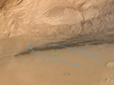 NASA's Curiosity rover landed in the Martian crater known as Gale Crater, which is approximately the size of Connecticut and Rhode Island combined.