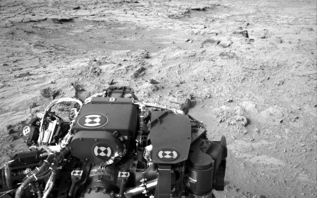 NASA's Mars rover Curiosity drove 83 feet eastward during the 102nd Martian day, or sol, of the mission (Nov. 18, 2012), and used its left navigation camera to record this view ahead at the end of the drive.