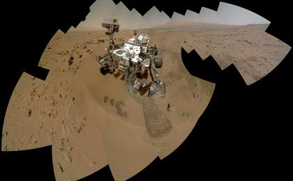 On the 84th and 85th Martian days of the NASA Mars rover Curiosity's mission on Mars (Oct. 31 and Nov. 1, 2012), NASA's Curiosity rover used the Mars Hand Lens Imager (MAHLI) to capture dozens of high-resolution images to be combined into self-portrait images of the rover.