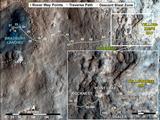 This map traces where NASA's Mars rover Curiosity drove between landing at a site subsequently named "Bradbury Landing," and the position reached during the mission's 130th Martian day, or sol, (Dec. 17, 2012).
