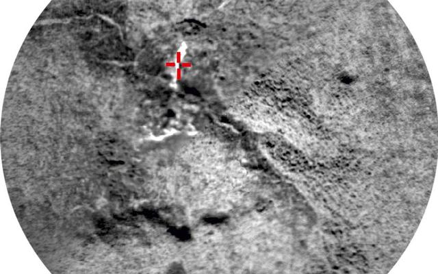 This image shows a close-up of the rock named "Crest," taken by the remote micro-imager (RMI) on Curiosity's Chemistry and Camera (ChemCam) instrument above the analysis of the elements detected by using ChemCam's laser to zap the target.