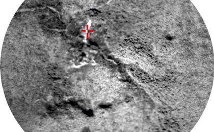 This image shows a close-up of the rock named "Crest," taken by the remote micro-imager (RMI) on Curiosity's Chemistry and Camera (ChemCam) instrument above the analysis of the elements detected by using ChemCam's laser to zap the target.