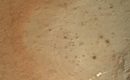 This image from the Mars Hand Lens Imager (MAHLI) on NASA's Mars rover Curiosity shows details of rock texture and color in an area where the rover's Dust Removal Tool (DRT) brushed away dust that was on the rock.