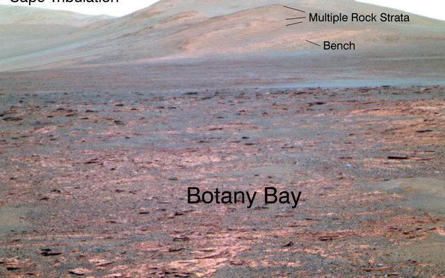 NASA's Mars Exploration Rover Opportunity used its panoramic camera (Pancam) to acquire this view of "Solander Point" during the mission's 3,325th Martian day, or sol (June 1, 2013).