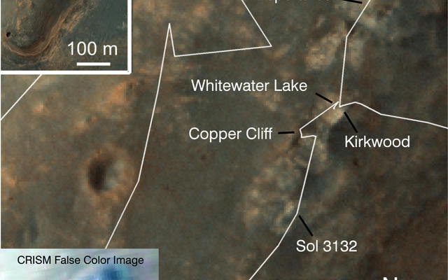 A region known as "Cape York" on the western rim of Endeavour Crater, where NASA's Mars Exploration Rover Opportunity worked for 20 months, is highlighted in these images.
