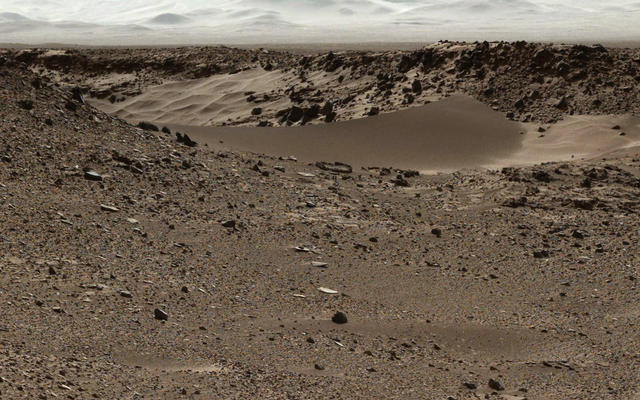This scene combines images taken by the left-eye camera of the Mast Camera (Mastcam) instrument on NASA's Curiosity Mars rover during the midafternoon, local Mars solar time, of the mission's 526th Martian day, or sol (Jan. 28, 2014).