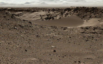 This scene combines images taken by the left-eye camera of the Mast Camera (Mastcam) instrument on NASA's Curiosity Mars rover during the midafternoon, local Mars solar time, of the mission's 526th Martian day, or sol (Jan. 28, 2014).