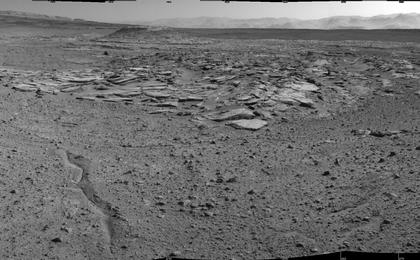 NASA's Curiosity Mars rover recorded this view of various rock types at waypoint called "the Kimberley" shortly after arriving at the location on April 2, 2014. The site offers a diversity of rock types exposed close together in a decipherable geological relationship to each other.