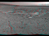 NASA's Curiosity Mars rover recorded this stereo view of various rock types at waypoint called "the Kimberley" shortly after arriving at the location on April 2, 2014. The scene appears three dimensional when viewed through red-blue glasses with the red lens on the left.