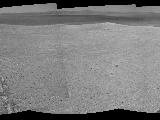 The component images for this 360-degree panorama were taken by the navigation camera on NASA's Mars Exploration Rover Opportunity after the rover drove about 97 feet southeastward on April 22, 2014. The location is on the western rim of Endeavour Crater. The two parallel tracks are 3.3 feet apart.