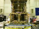 This June 2014 image from the clean room at Thales Alenia Space, in Cannes, France, shows ongoing assembly of the European Space Agency's ExoMars Trace Gas Orbiter, including the first of the orbiter's two Electra UHF relay radios provided by NASA.