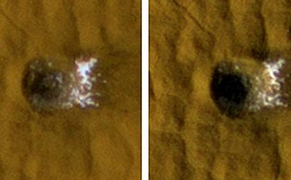 Twelve-Meter-Wide Crater Excavates Ice on Mars