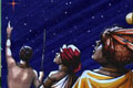Link to Pop Culture Of Mars - Illustration of ancient people pointing towards the night sky observing Mars.