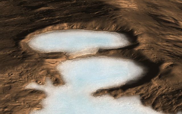 Artist concept of glacier on Mars.