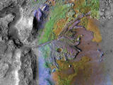 On ancient Mars, water carved channels and transported sediments to form fans and deltas within lake basins.