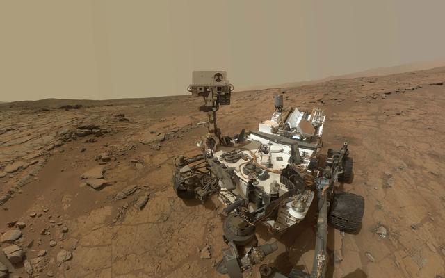 This self-portrait of NASA's Mars rover Curiosity combines dozens of exposures taken by the rover's Mars Hand Lens Imager (MAHLI) during the 177th Martian day, or sol, of Curiosity's work on Mars (Feb. 3, 2013), plus three exposures taken during Sol 270 (May 10, 2013) to update the appearance of part of the ground beside the rover.