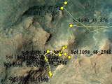 This map shows the route driven by NASA's Mars rover Curiosity through the 1056 Martian day, or sol, of the rover's mission on Mars (July, 27, 2015).