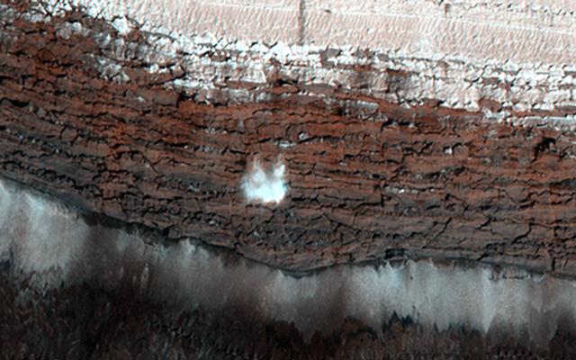 This cliff is the site of the most frequent frost avalanches seen by HiRISE.