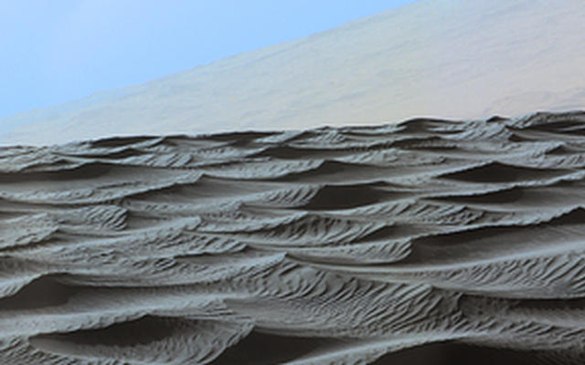 Two sizes of ripples are evident in this Dec. 13, 2015, view of a top of a Martian sand dune, from NASA's Curiosity Mars rover. Sand dunes and the smaller type of ripples also exist on Earth.  The larger ripples are a type not seen on Earth nor previously recognized as a distinct type on Mars.
