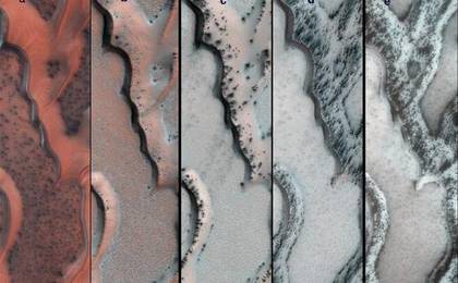 View image for Thawing 'Dry Ice' Drives Groovy Action on Mars