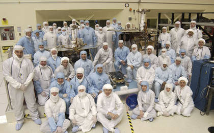 View image for Team members in JPL's Spacecraft Assembly Facility