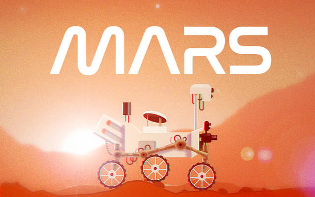This is a shareable image about a social media game called Mars Rover. On their mobile devices, players drive a rover through rough Martian terrain, challenging themselves to navigate and balance the rover while earning points along the way.