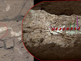 Examination of a calcium sulfate vein called "Diyogha" by the ChemCam instrument on NASA's Curiosity Mars rover found boron, sodium and chlorine. An image from the rover's Mastcam, at left, provides context for the magnified image and composition information from ChemCam, at right.