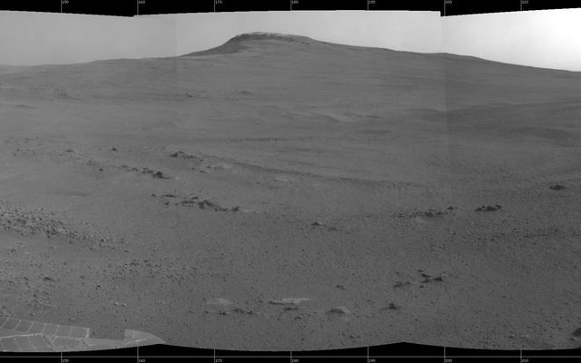 "Perseverance Valley" lies just on the other side of the dip in the crater rim visible in this view from the Navigation Camera (Navcam) on NASA's long-lived Mars Exploration Rover Opportunity, which arrived at this destination in early May 2017 in preparation for driving down the valley.
