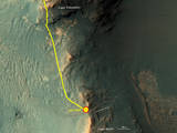 This graphic shows the route that NASA's Mars Exploration Rover Opportunity drove in its final approach to "Perseverance Valley" on the western rim of Endeavour Crater during spring 2017.
