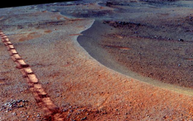 The Pancam on NASA's Opportunity Mars rover imaged this small, relatively fresh crater in April 2017, during the 45th anniversary of the Apollo 16 mission to the moon. The rover team chose to call it "Orion Crater," after the Apollo 16 lunar module. The scene is presented here in enhanced color.
