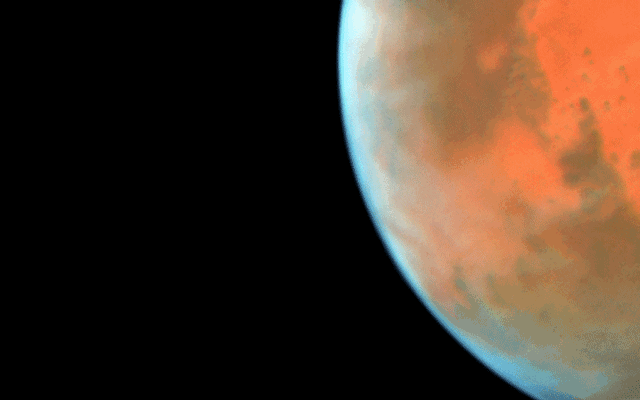 This time-lapse video captures a portion of the path that tiny Phobos takes around Mars.