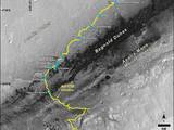 This map shows the route driven by NASA's Curiosity Mars rover, from the location where it landed in August 2012 to its location in July 2017 (Sol 1750), and its planned path to additional geological layers of lower Mount Sharp.
