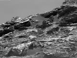 This view of "Vera Rubin Ridge" from the ChemCam instrument on NASA's Curiosity Mars rover shows sedimentary layers, mineral veins and effects of wind erosion. ChemCam's telescopic Remote Micro-Imager took the 10 component images of this scene on Aug. 24, 2017, from about 141 feet away.