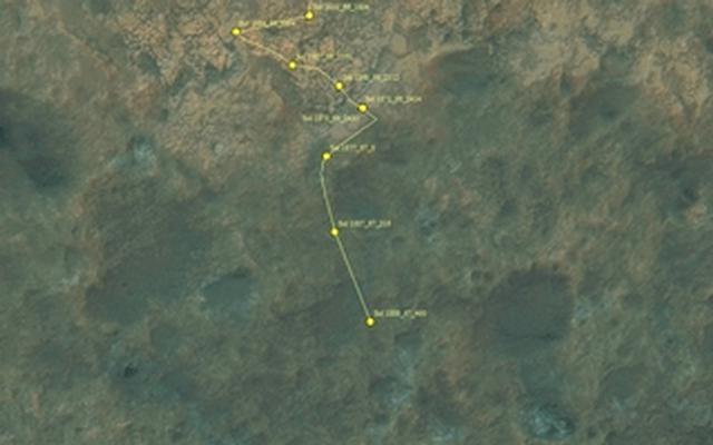 This map shows the route driven by NASA's Mars rover Curiosity through the 1889 Martian day, or sol, of the rover's mission on Mars (November 30, 2017).