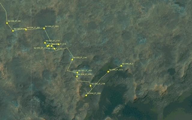 This map shows the route driven by NASA's Mars rover Curiosity through the 1949 Martian day, or sol, of the rover's mission on Mars (January 29, 2018).