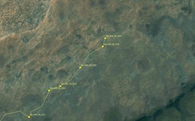 This map shows the route driven by NASA's Mars rover Curiosity through the 1998 Martian day, or sol, of the rover's mission on Mars (March 21, 2018).