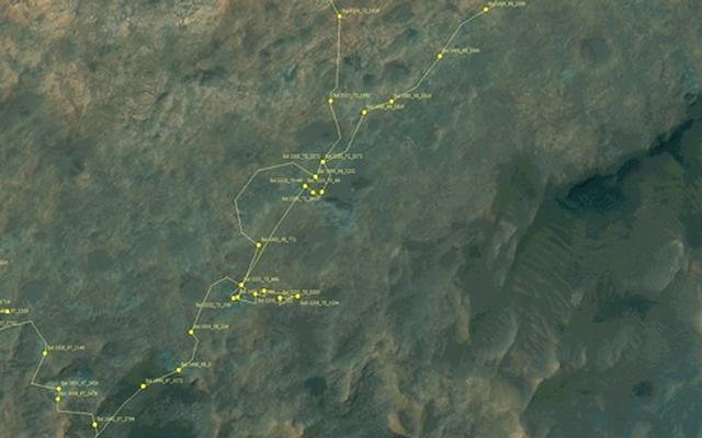 This map shows the route driven by NASA's Mars rover Curiosity through the 2256 Martian day, or sol, of the rover's mission on Mars (December 11, 2018).