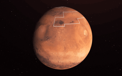View image for Water Ice Marked on Mars Globe
