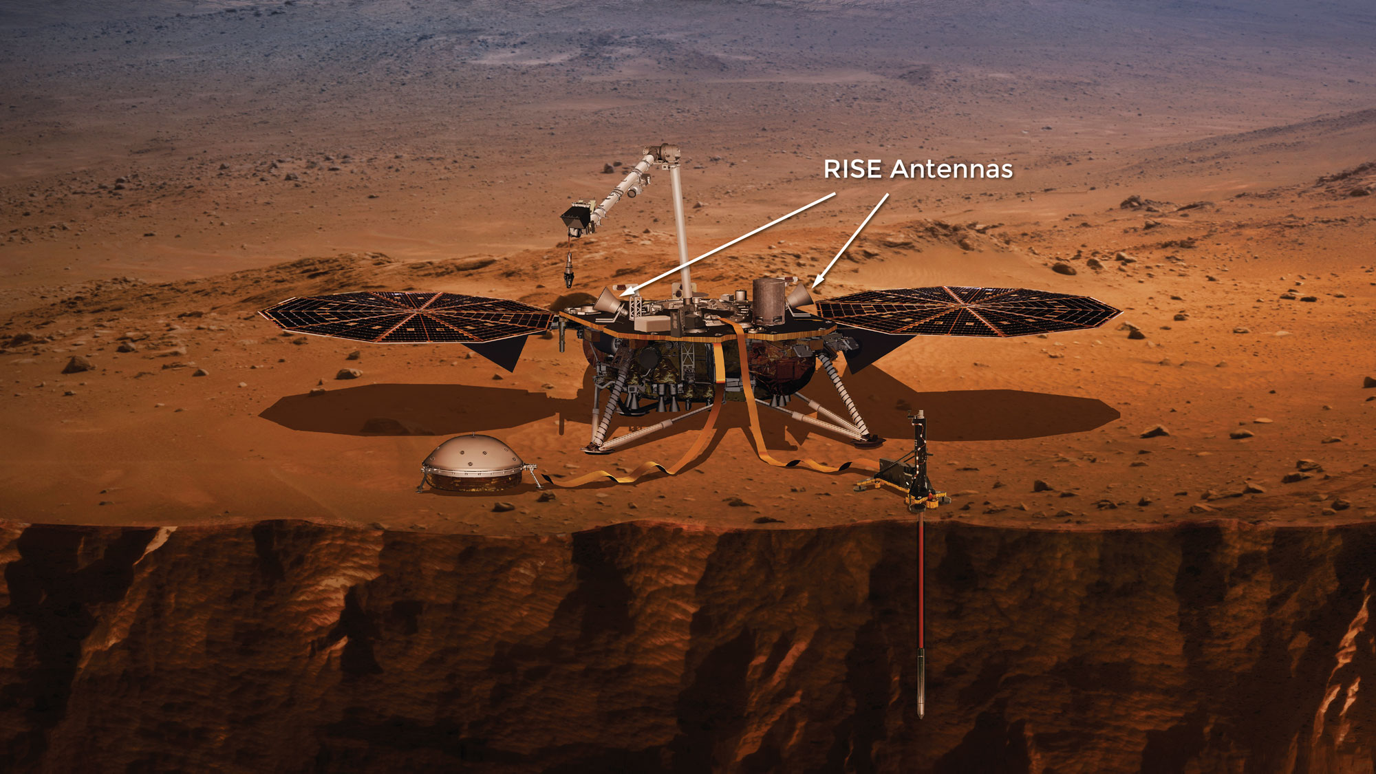 Image result for insight lander rise antenna