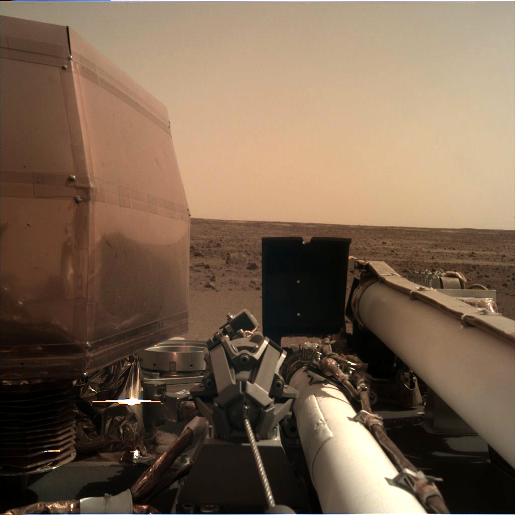 Nasa's Mars lander InSight acquired this image using its Instrument Deployment Camera on Sol 0