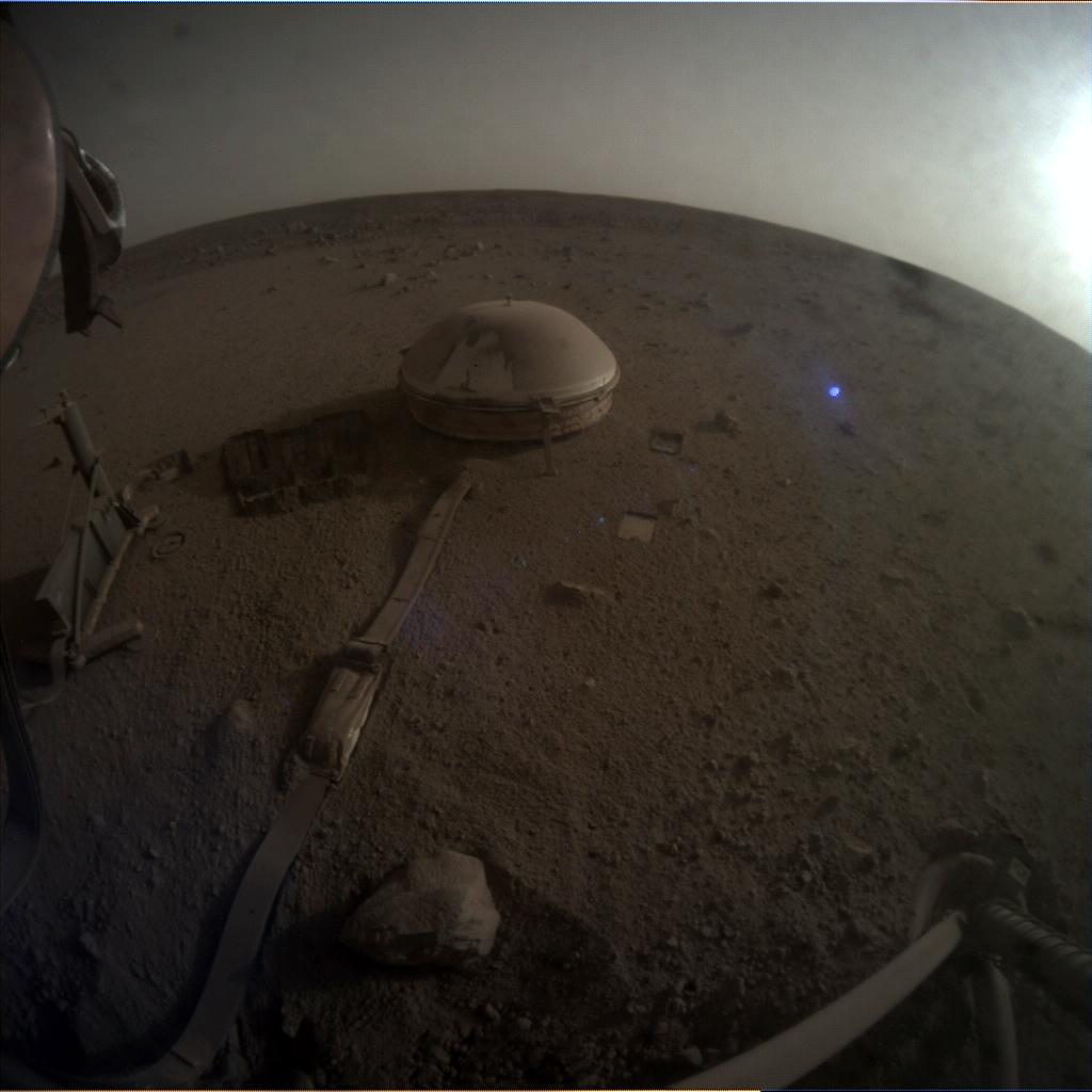Nasa's Mars lander InSight acquired this image using its Instrument Context Camera on Sol 1221