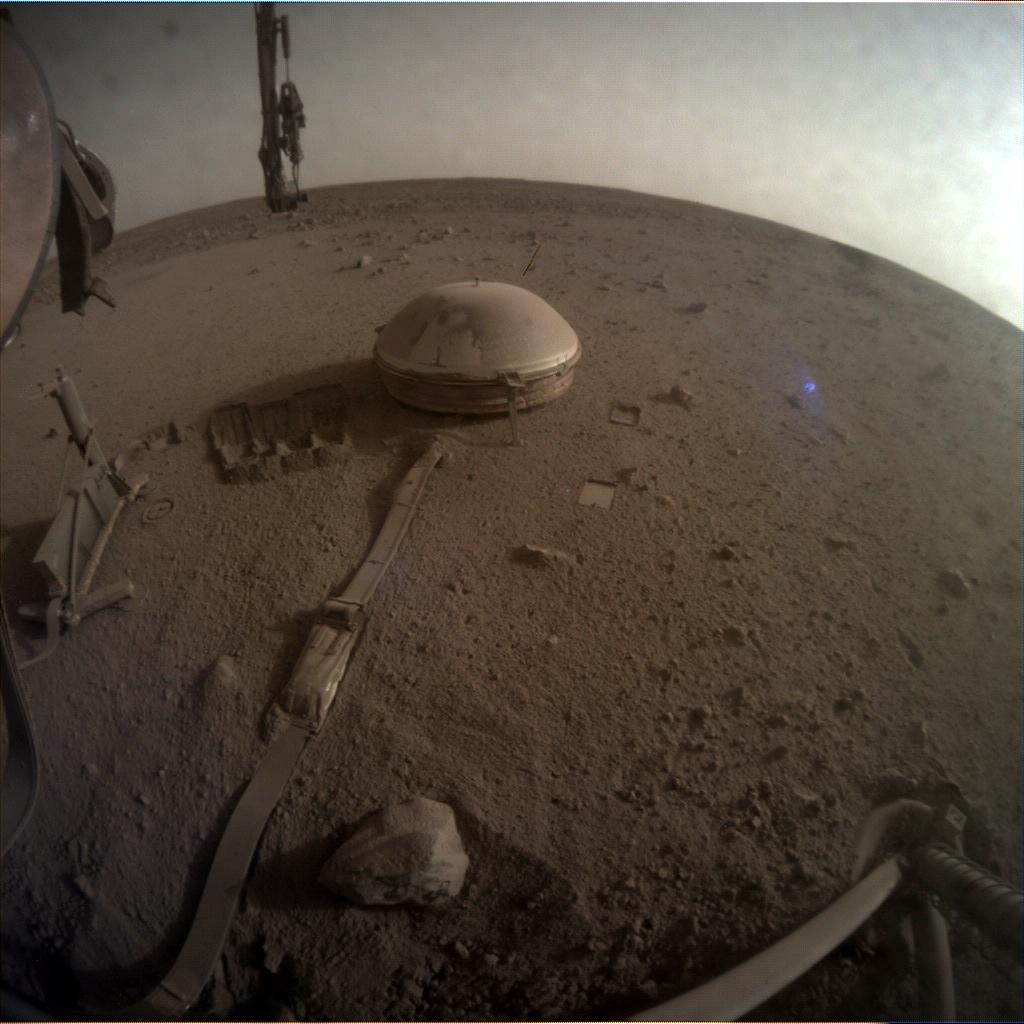 Nasa's Mars lander InSight acquired this image using its Instrument Context Camera on Sol 1421